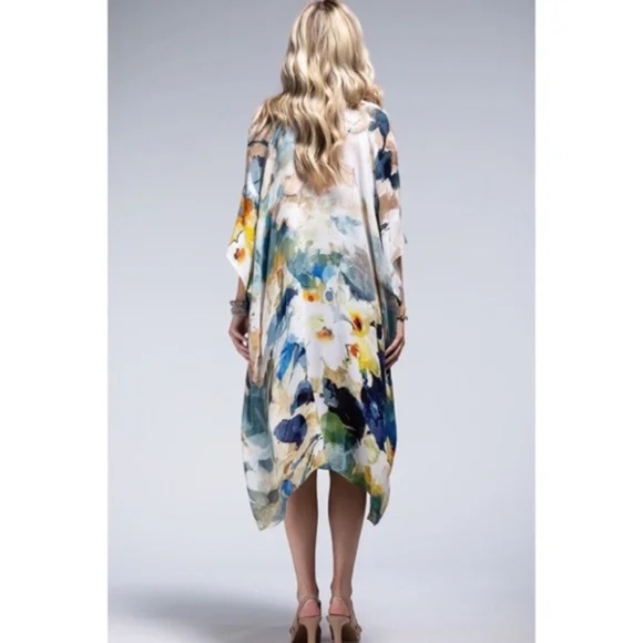 Monica Floral Watercolor Spring Summer Open Wrap Women's Casual One Size Kimono - Picture 4 of 6